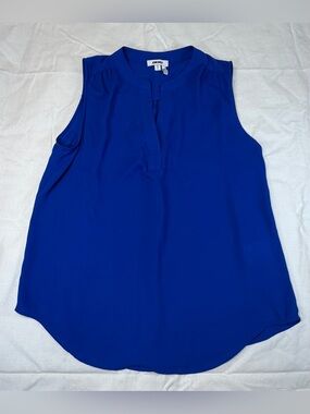 DKNY Sleeveless Split V-Neck Camisole in Royal Blue